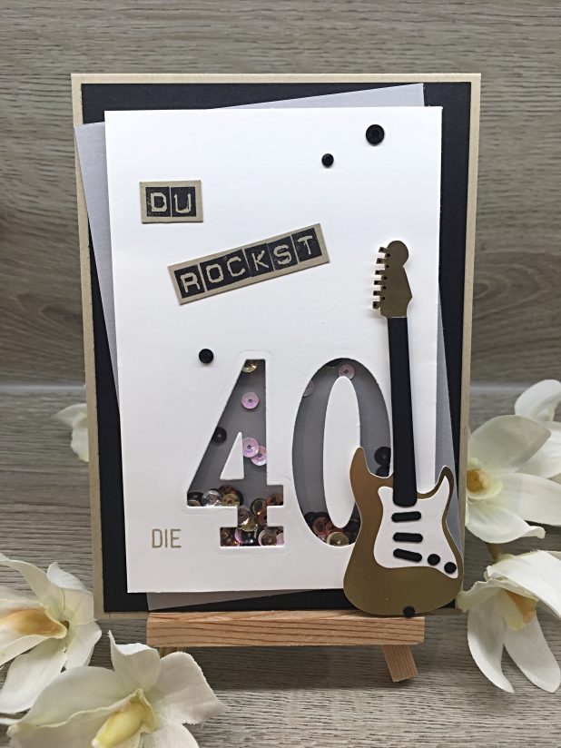 Rockige Geburtstagskarte zum 40ten mit Schütteleffekt